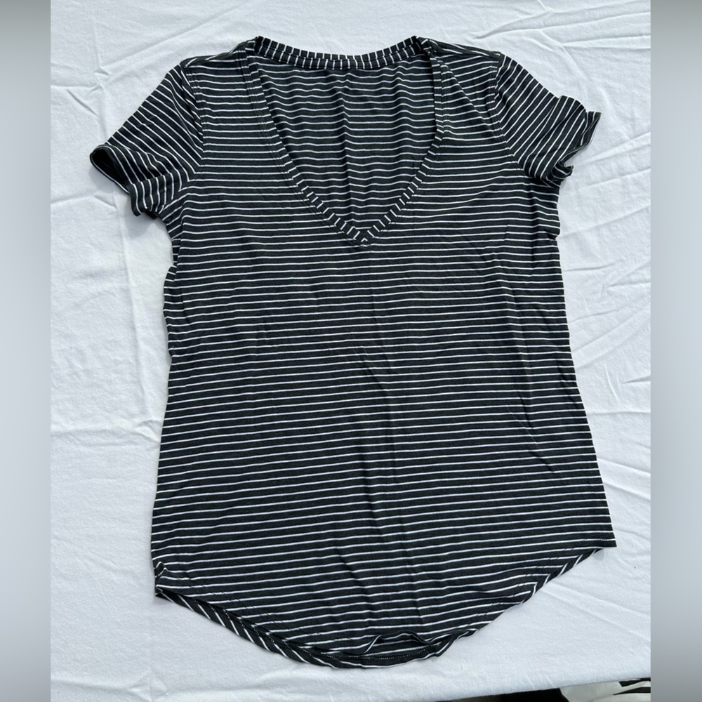 Lululemon Black and White Striped Top
